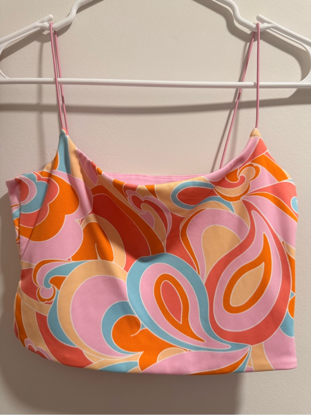Cotton On Pink Orange Blue Swirl Crop Cami